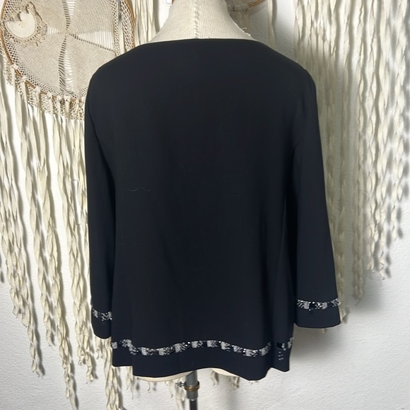 Valentino Black Wool Pull Over Beaded Accent Blouse Size 12 - Picture 6 of 14